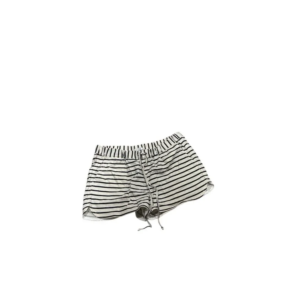 J Crew Unisex Beige Striped Drawstring Sweat Shorts Linen Cotton Size S